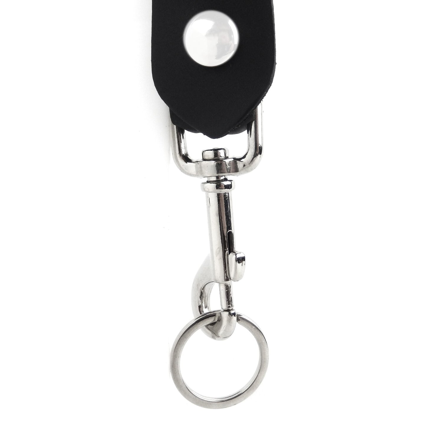 Genuine Black Leather Keychain Ring Belt Strap Loop Trigger Hook  Made in USA