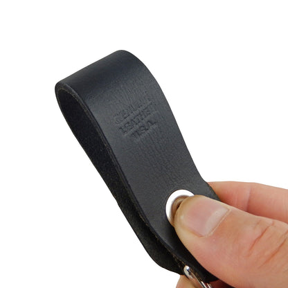 Genuine Black Leather Keychain Ring Belt Strap Loop Trigger Hook  Made in USA