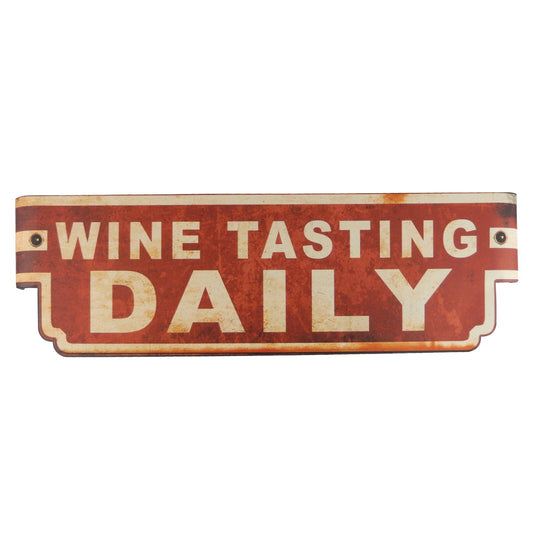 Wine Tasting Daily Metal Wall Sign Vintage Style Kitchen Bar Decor 22 x 7 inch