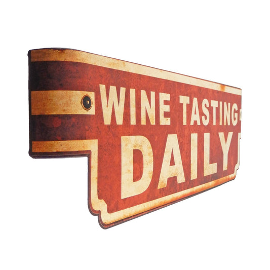 Wine Tasting Daily Metal Wall Sign Vintage Style Kitchen Bar Decor 22 x 7 inch