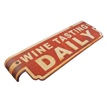Wine Tasting Daily Metal Wall Sign Vintage Style Kitchen Bar Decor 22 x 7 inch