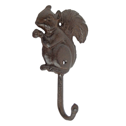 Cast Iron Metal Squirrel Wall Hook Key Towel Coat Hanger Antique Brown Finish