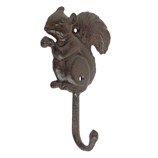 Cast Iron Metal Squirrel Wall Hook Key Towel Coat Hanger Antique Brown Finish