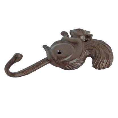 Cast Iron Metal Squirrel Wall Hook Key Towel Coat Hanger Antique Brown Finish