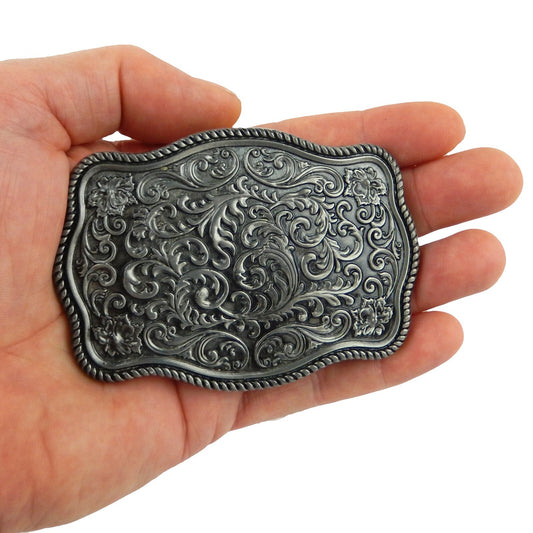 Western Cowgirl Women's Floral Belt Buckle Antique Silver Fits 1.5 inch Belts
