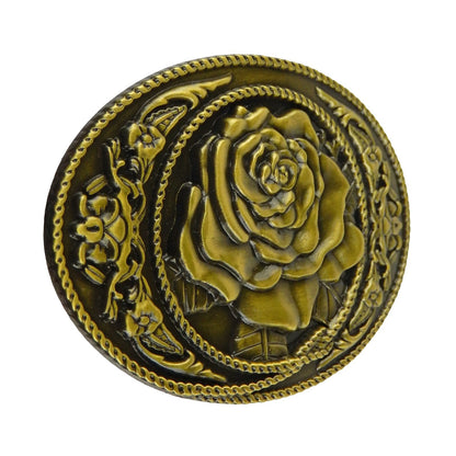 Western Women's Floral Rose Oval Belt Buckle Antique Bronze Fits 1.5 inch Belts
