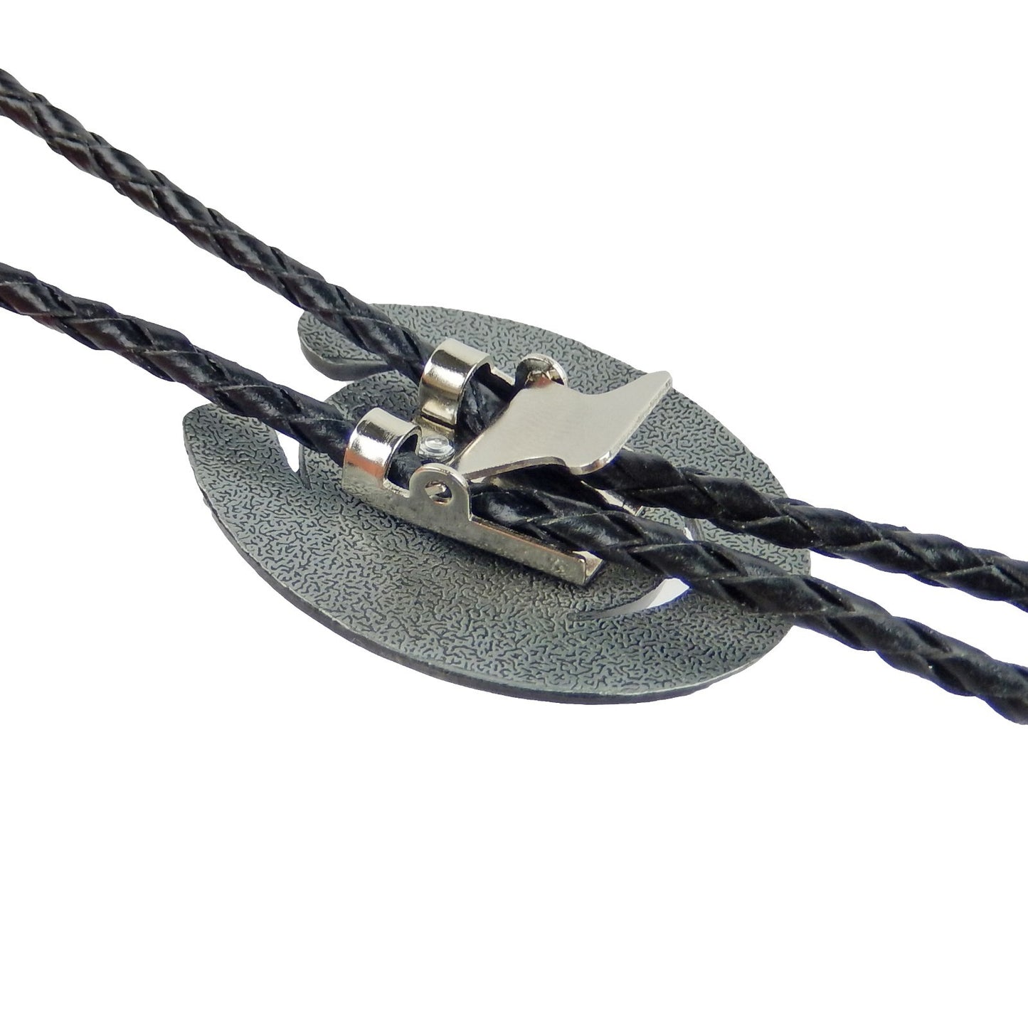 Western Floral Horseshoe Horse Head Bolo Tie 40 inch Black Cord Antique Silver