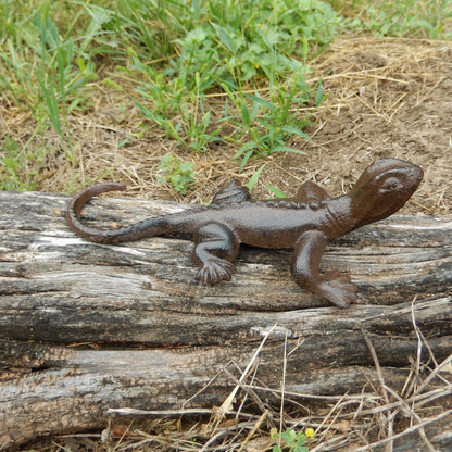 Cast Iron Lizard Gecko Figurine Shelf Sitter Pond Garden Yard Decor Paperweight