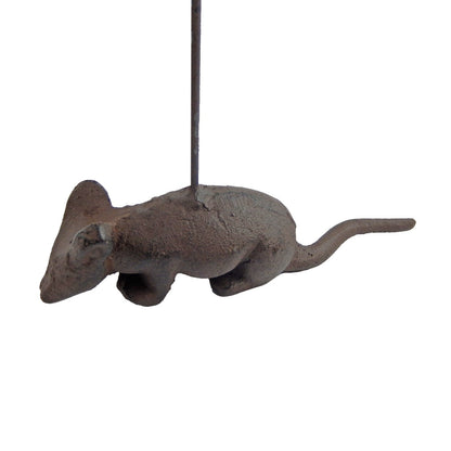 Rustic Cast Iron Tiny Mouse Office Card Holder Cheese Name Table Top Display