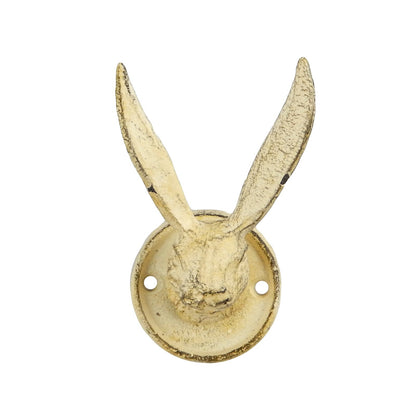 Cast Iron Rabbit Ears Hare Wall Hook Coat Towel Cap Leash Hanger Antique Cream