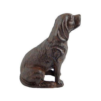 Cast Iron Sitting Dog Shelf Figurine Statue Rustic Brown Finish 6 inch Tall