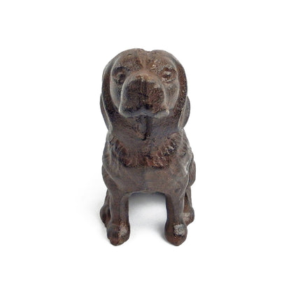 Cast Iron Sitting Dog Shelf Figurine Statue Rustic Brown Finish 6 inch Tall