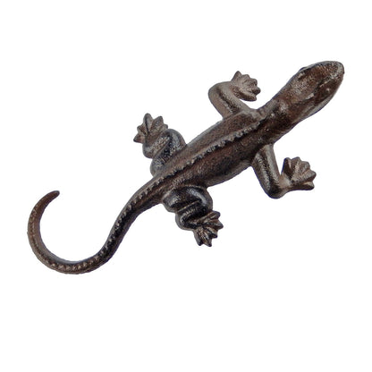 Cast Iron Lizard Gecko Figurine Shelf Sitter Pond Garden Yard Decor Paperweight