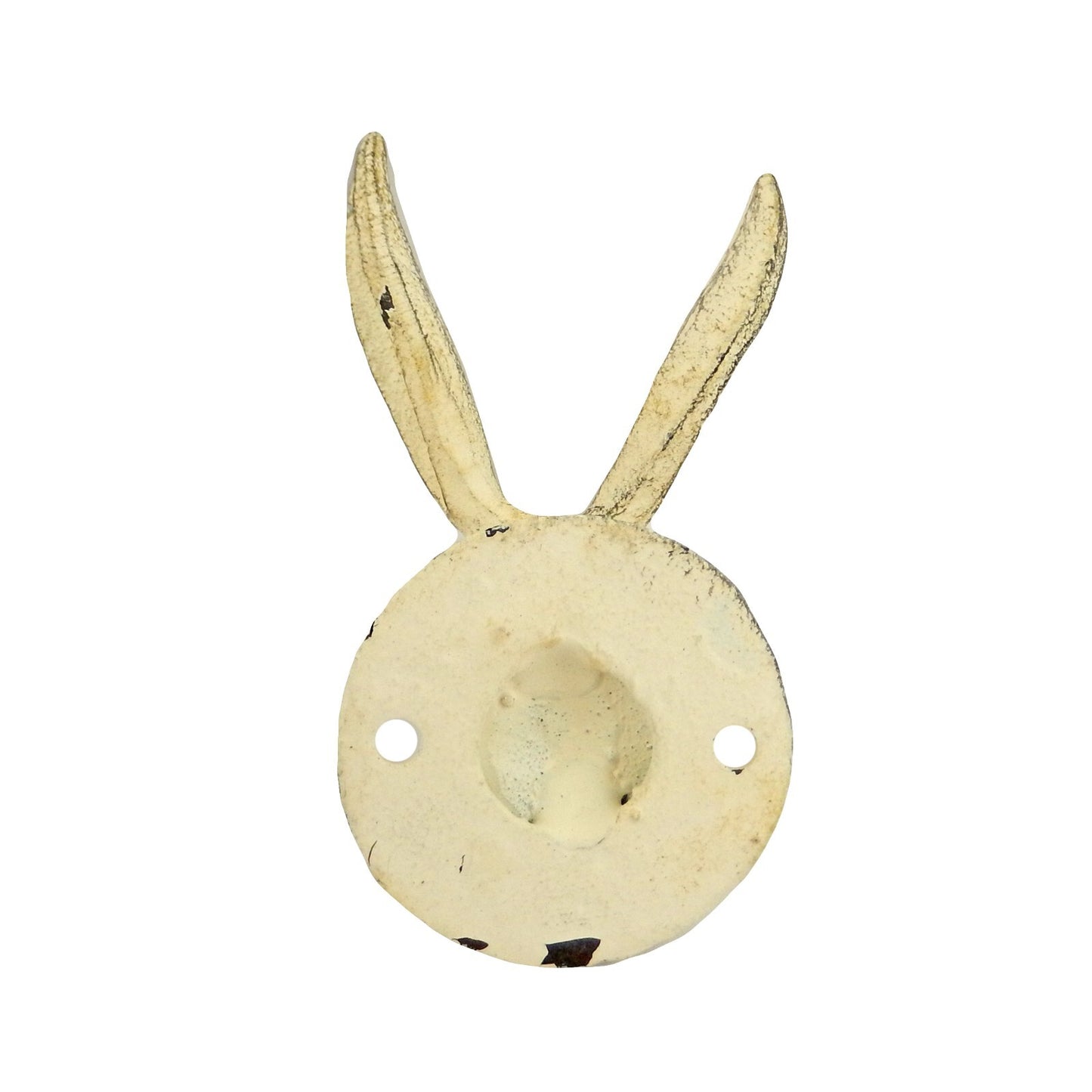 Cast Iron Rabbit Ears Hare Wall Hook Coat Towel Cap Leash Hanger Antique Cream