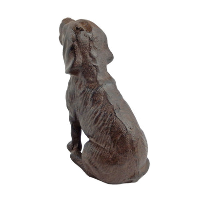 Cast Iron Sitting Dog Shelf Figurine Statue Rustic Brown Finish 6 inch Tall