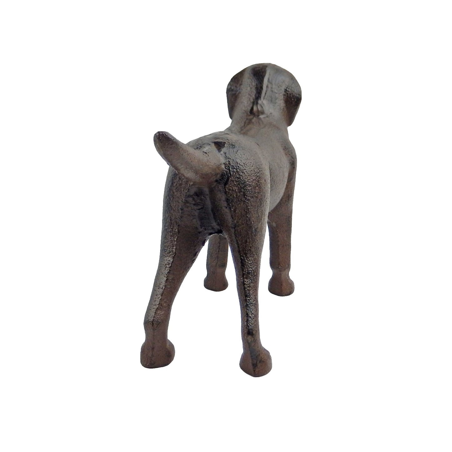 Cast Iron Excited Dog Shelf Figurine Statue Rustic Brown Finish 5 inch Tall
