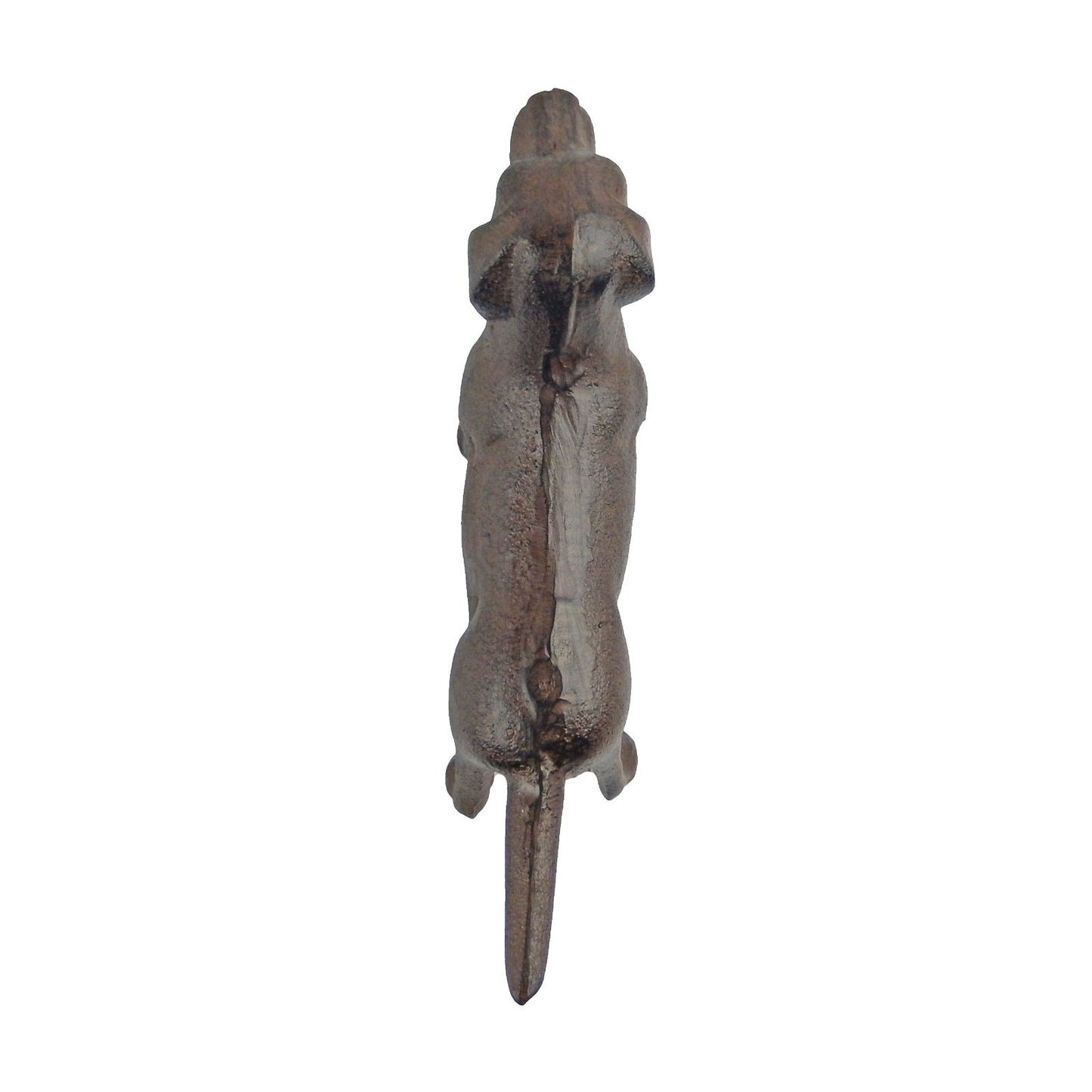 Cast Iron Excited Dog Shelf Figurine Statue Rustic Brown Finish 5 inch Tall