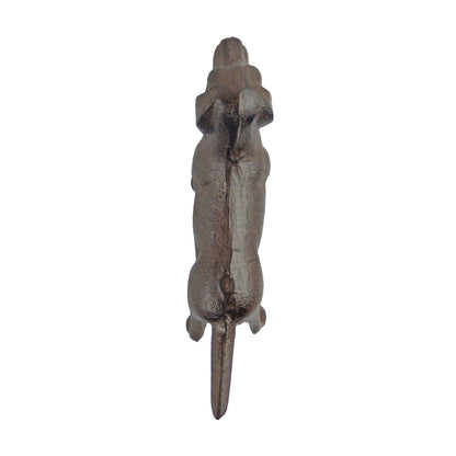 Cast Iron Excited Dog Shelf Figurine Statue Rustic Brown Finish 5 inch Tall