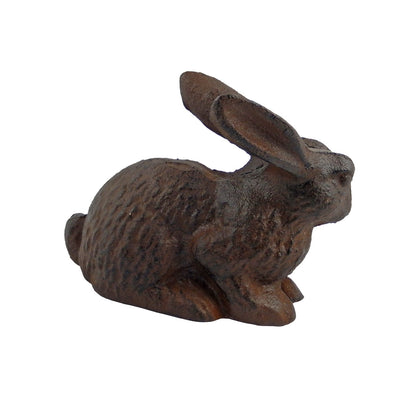 Metal Cast Iron Bunny Rabbit Figurine Shelf Sitter Garden Yard Decor Brown