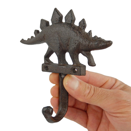 Metal Cast Iron Dinosaur Wall Hook Key Towel Coat Hanger Rustic Brown Finish