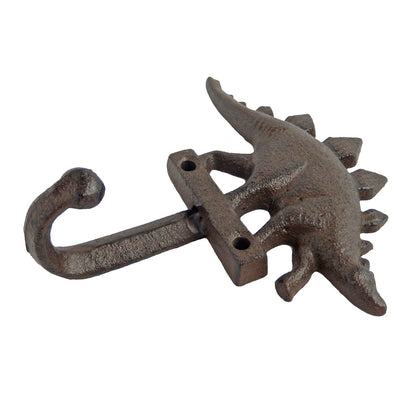 Metal Cast Iron Dinosaur Wall Hook Key Towel Coat Hanger Rustic Brown Finish