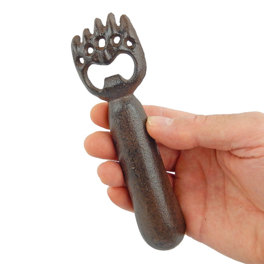 Metal Cast Iron Bear Claw Handheld Beer Bottle Opener Cabin Lodge Decor Brown