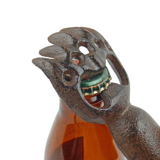 Metal Cast Iron Bear Claw Handheld Beer Bottle Opener Cabin Lodge Decor Brown