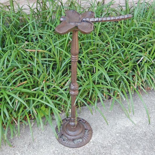 Metal Cast Iron Dragonfly Bird Feeder Free Standing Garden Decor 16.5 inch Tall
