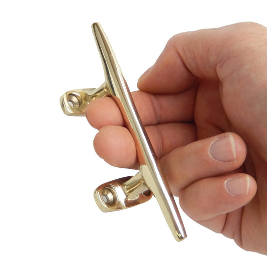 Small Polished Brass Boat Cleat Wall Hook Coat Towel Hanger Handle Pull 4 3/8 in