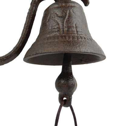 Small Nautical Cast Iron Mermaid Starfish Bell Wall Mounted Antique Style Brown