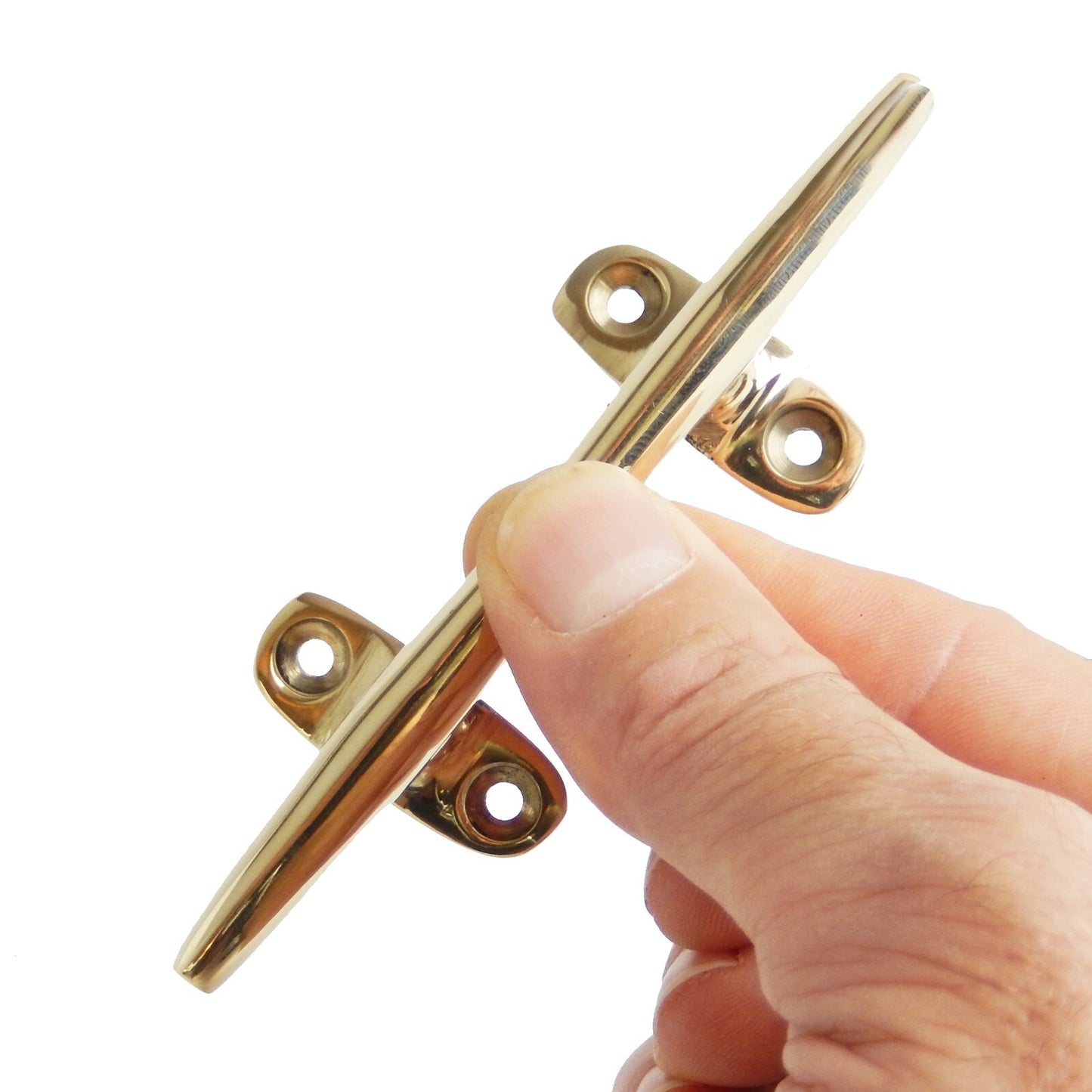 Small Polished Brass Boat Cleat Wall Hook Coat Towel Hanger Handle Pull 4 3/8 in
