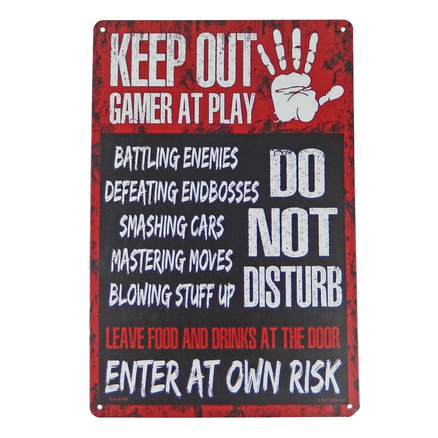 Keep Out Gamer at Play Enter at Your Own Risk Metal Tin Sign 11 3/4 inch