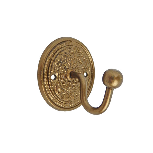 Small Brass Metal Wall Hook Floral Base Key Towel Robe Door Hanger Lightweight