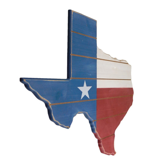 Rustic Distressed Wood Texas Flag Map Outline Wall Decor Hand Painted 18.5 inch