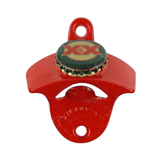 Red Dos Equis Beer Soda Bottle Opener Wall Mounted Powder Coated Cast Iron