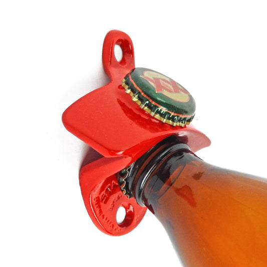 Red Dos Equis Beer Soda Bottle Opener Wall Mounted Powder Coated Cast Iron