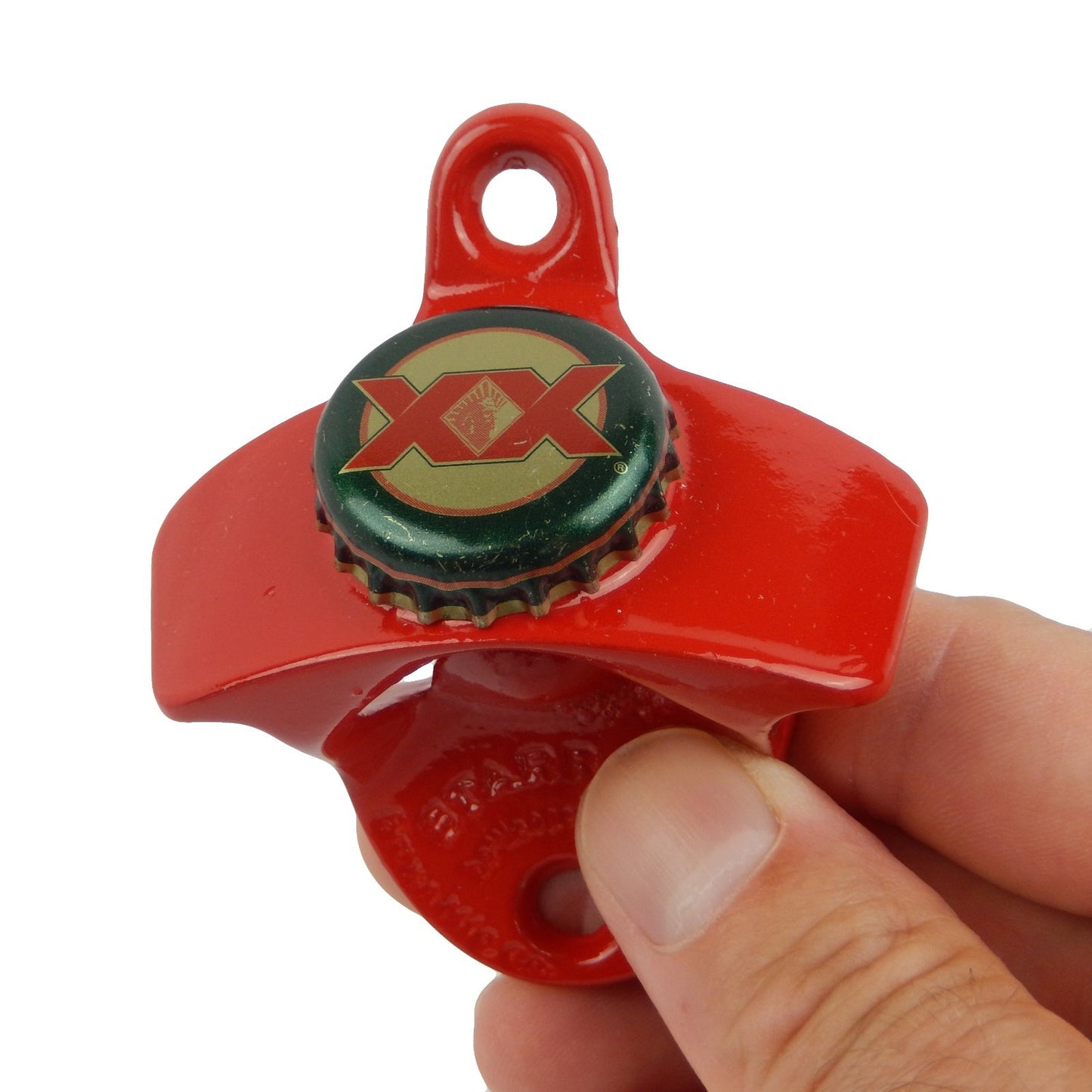 Red Dos Equis Beer Soda Bottle Opener Wall Mounted Powder Coated Cast Iron