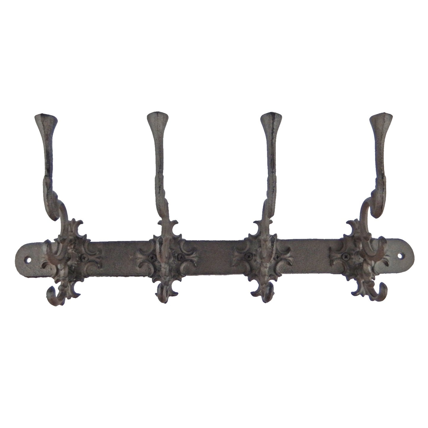 Large Antique Style Cast Iron Wall Hook Coat Rack Hanger Rustic Brown 17.5 inch