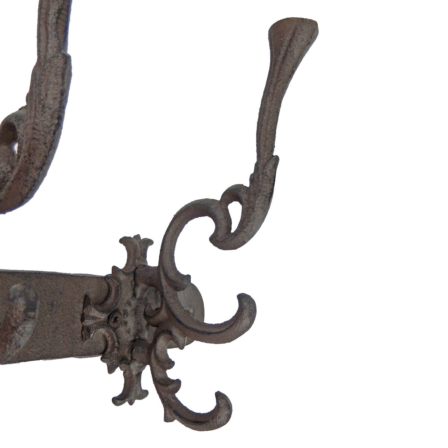 Large Antique Style Cast Iron Wall Hook Coat Rack Hanger Rustic Brown 17.5 inch
