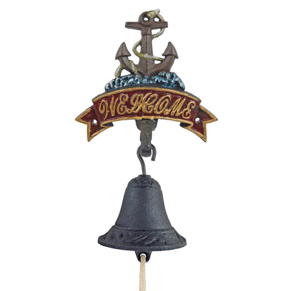 Cast Iron Anchor Welcome Dinner Bell Wall Mounted Nautical Beach House Decor