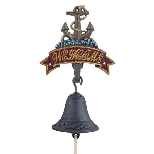 Cast Iron Anchor Welcome Dinner Bell Wall Mounted Nautical Beach House Decor