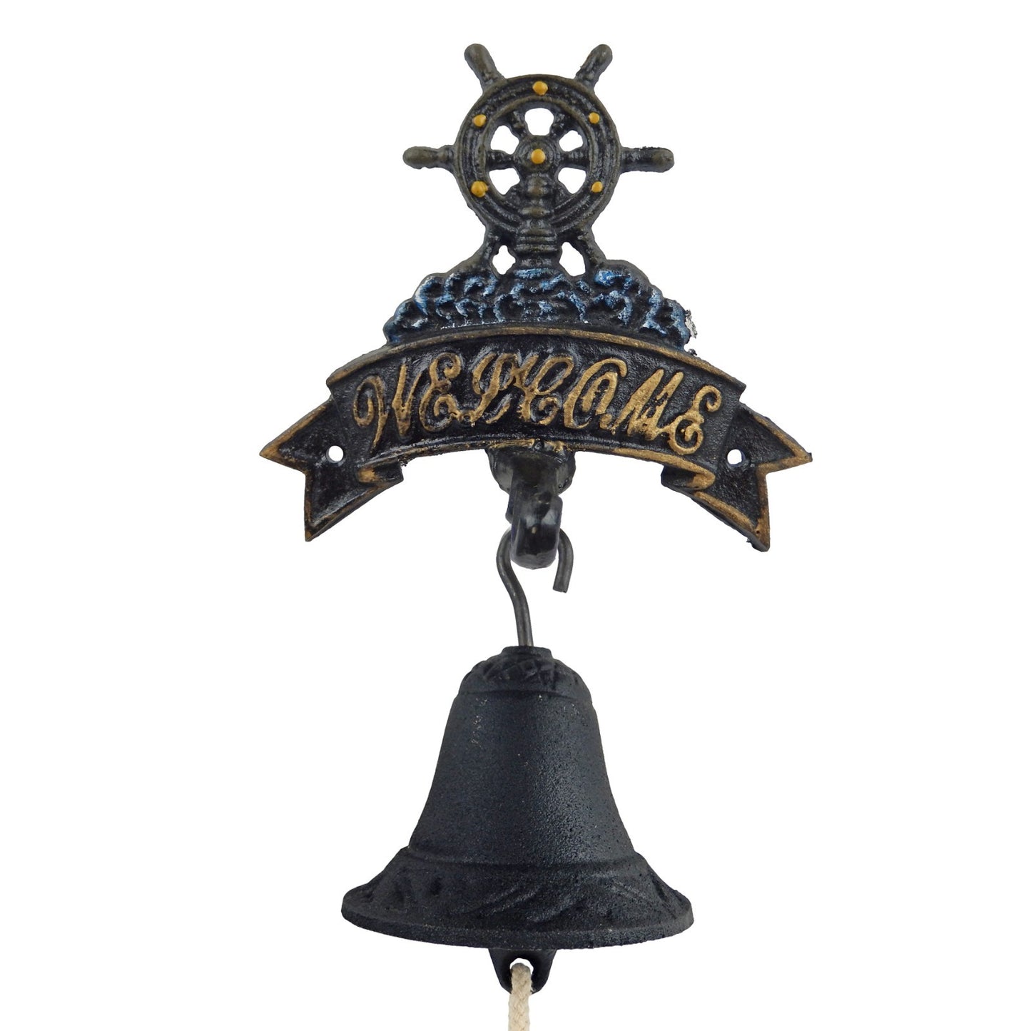 Cast Iron Helm Welcome Dinner Bell Wall Mounted Nautical Beach House Decor