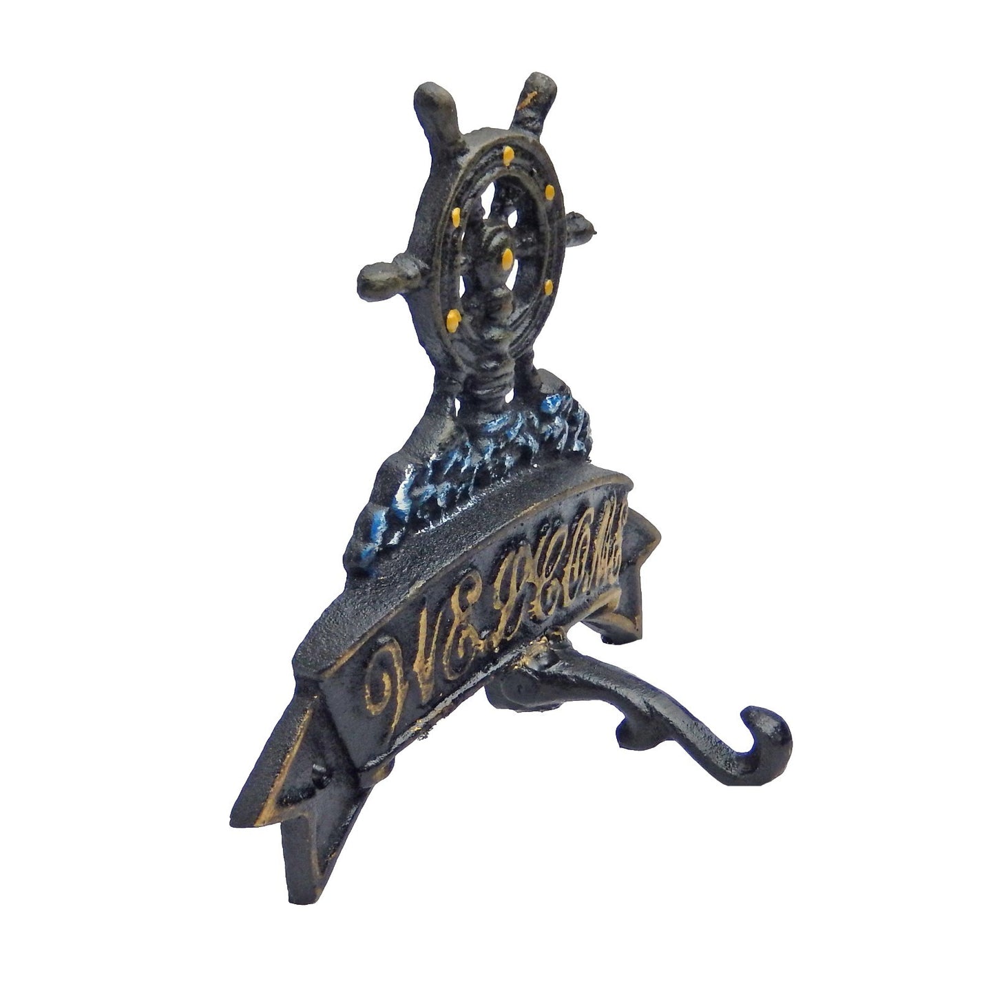 Cast Iron Helm Welcome Dinner Bell Wall Mounted Nautical Beach House Decor