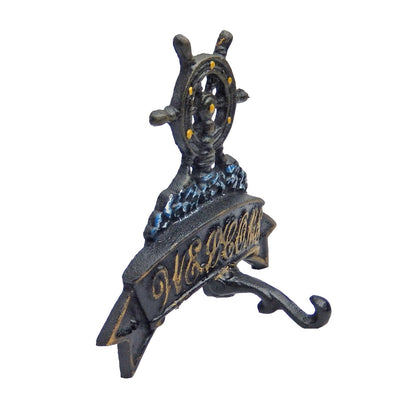 Cast Iron Helm Welcome Dinner Bell Wall Mounted Nautical Beach House Decor