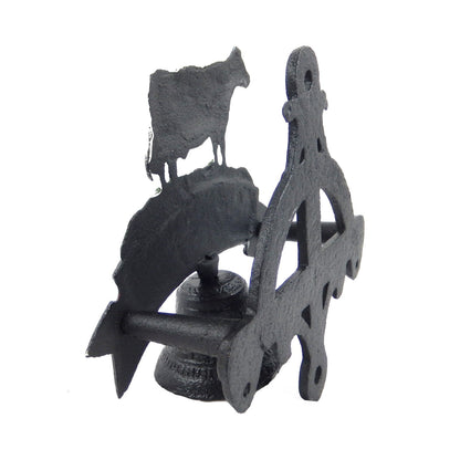 Small Cast Iron Cow Welcome Dinner Bell Hand Painted Farmhouse Wall Mounted