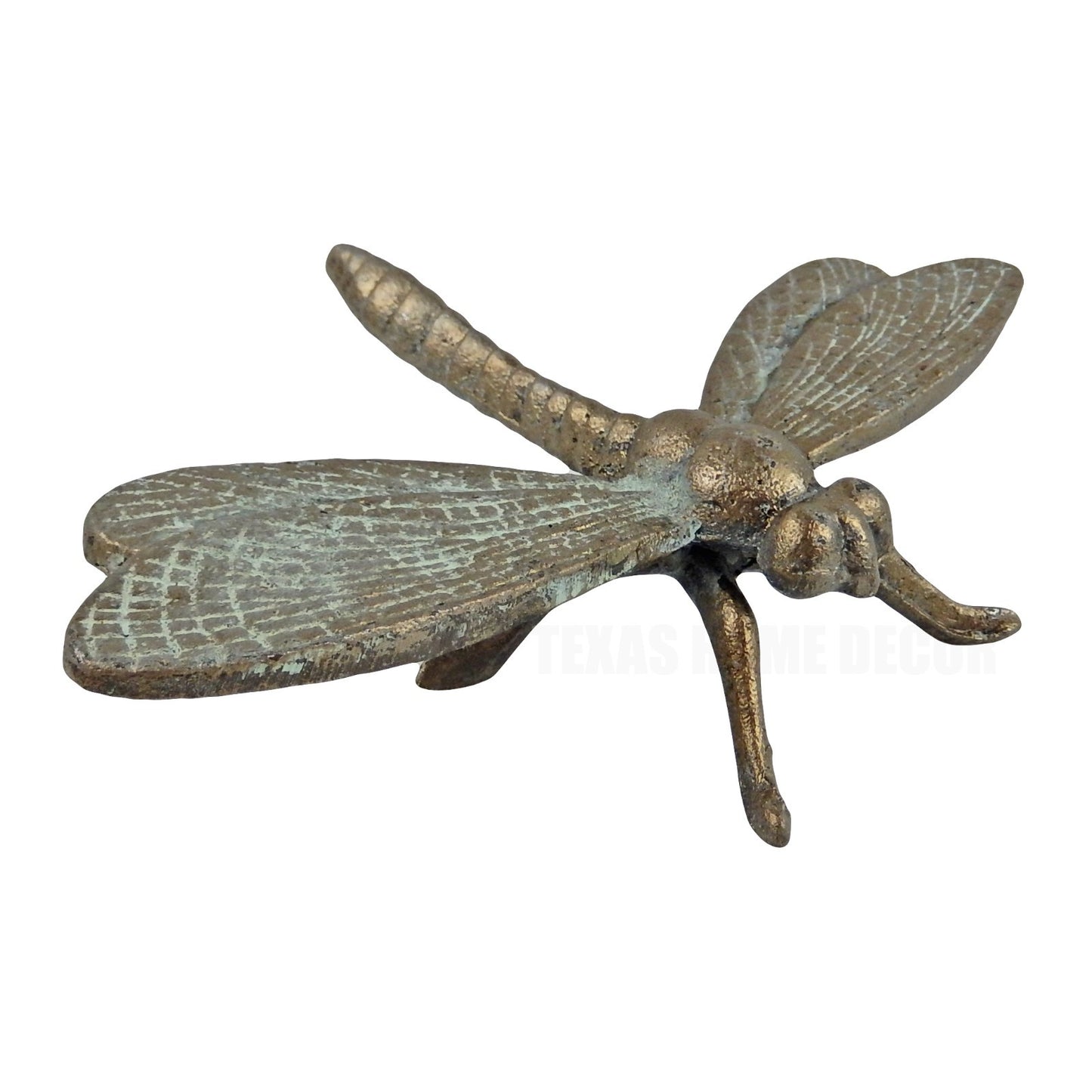 Large Cast Iron Dragonfly Home Garden Figurine Statue Verdigris Green 10.25 inch