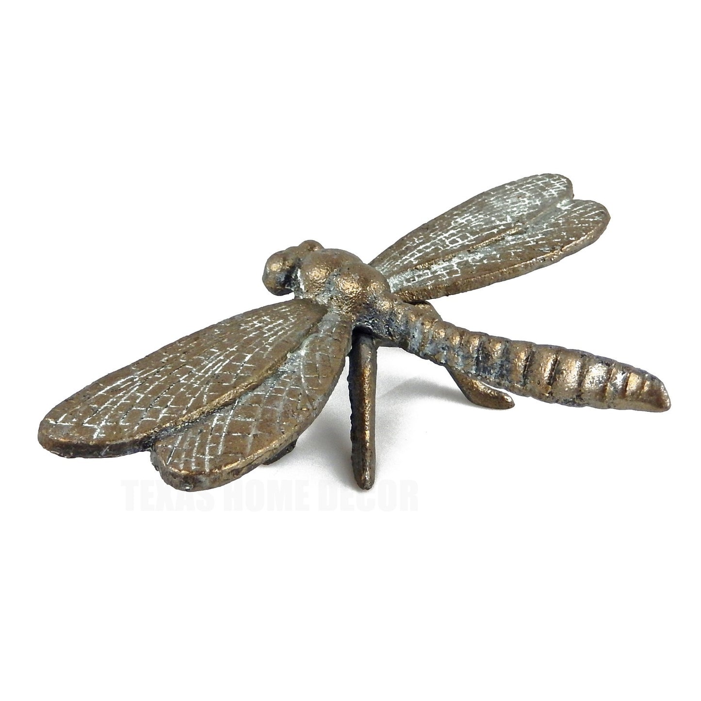 Large Cast Iron Dragonfly Home Garden Figurine Statue Verdigris Green 10.25 inch