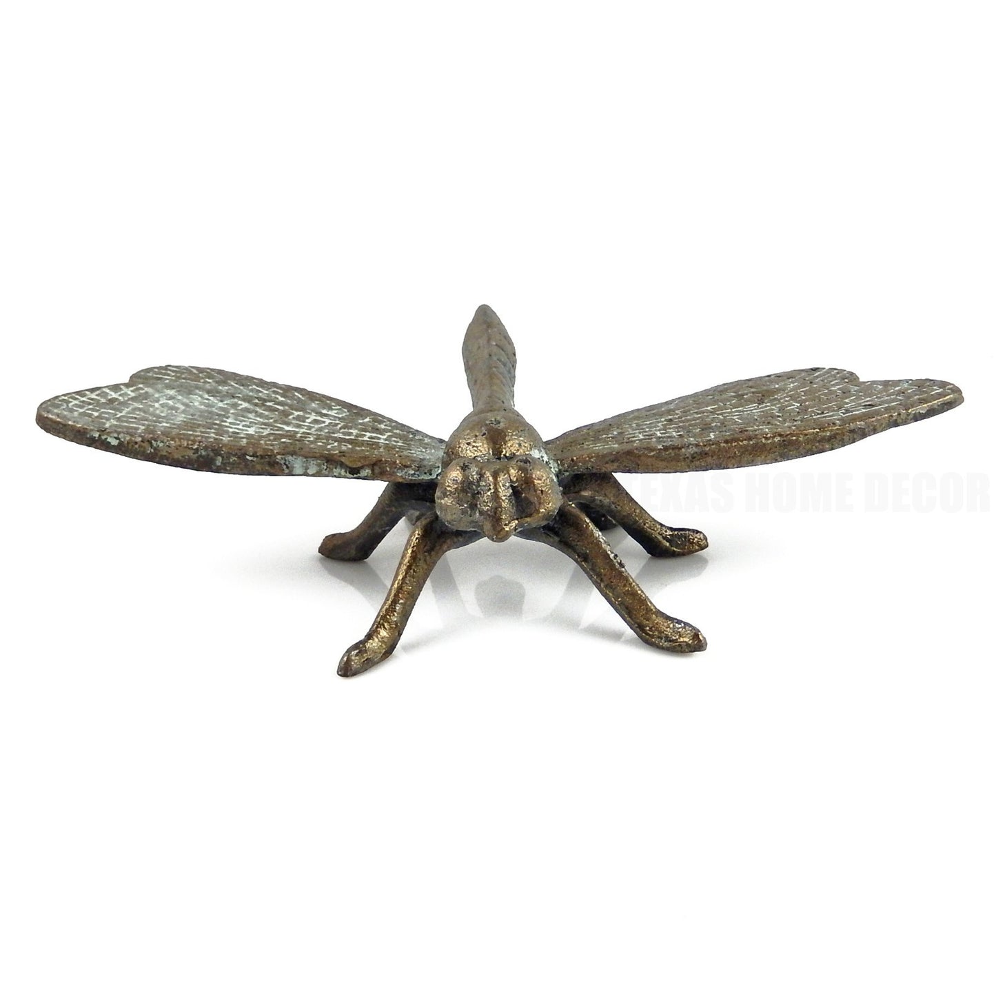 Large Cast Iron Dragonfly Home Garden Figurine Statue Verdigris Green 10.25 inch