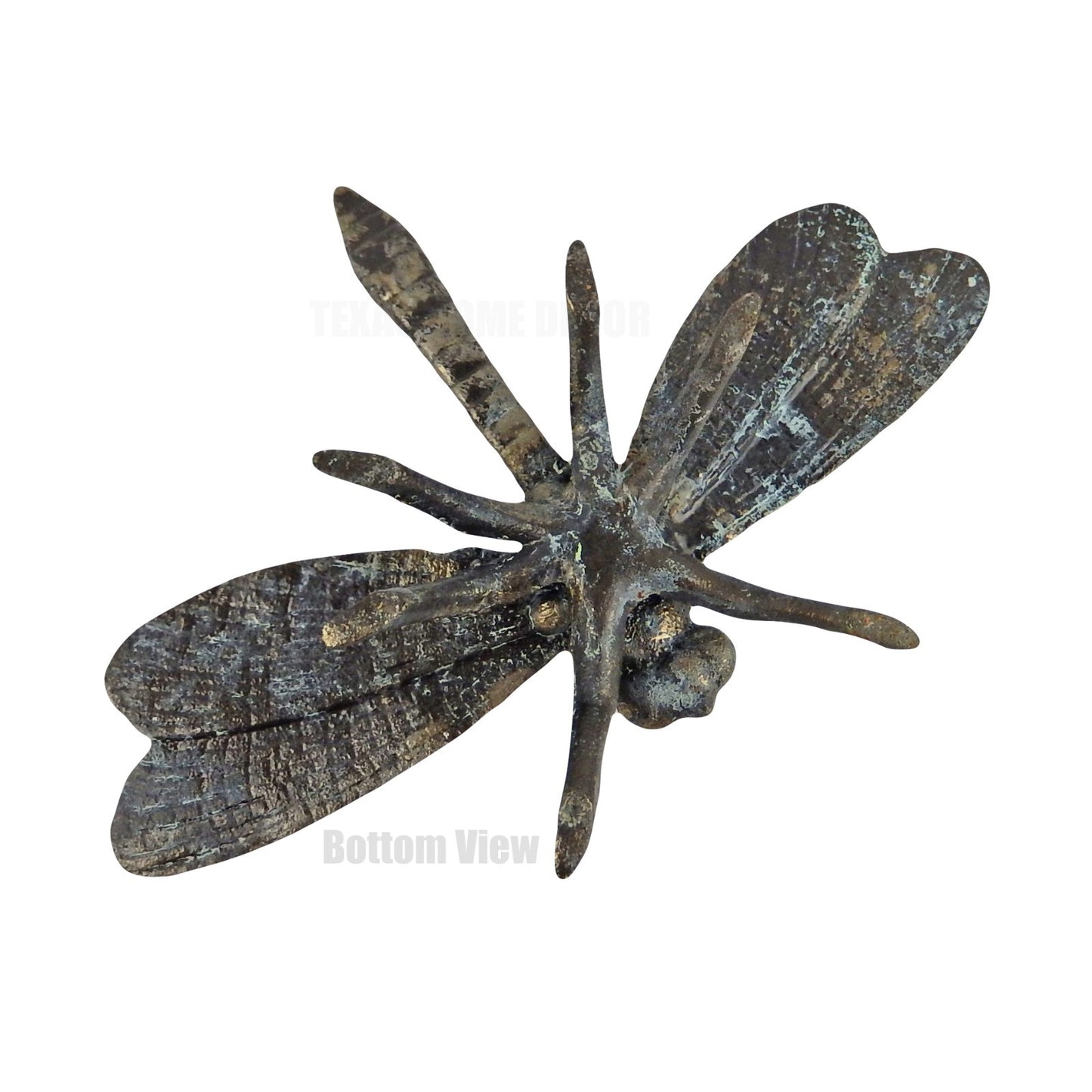 Large Cast Iron Dragonfly Home Garden Figurine Statue Verdigris Green 10.25 inch