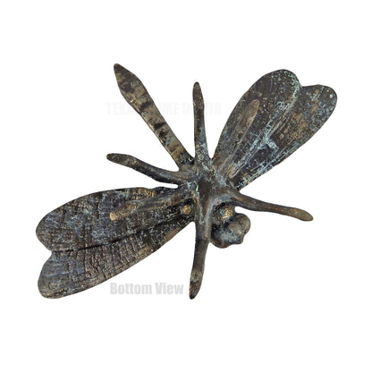Large Cast Iron Dragonfly Home Garden Figurine Statue Verdigris Green 10.25 inch